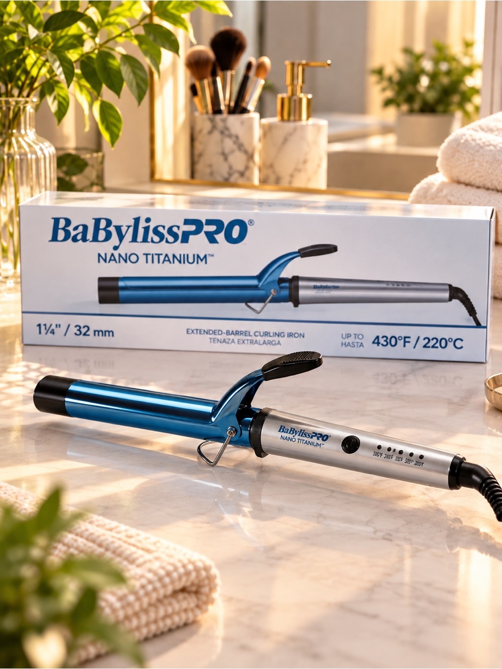 BaBylissPRO Nano Titanium 1¼” Extended Barrel Curling Iron 32mm